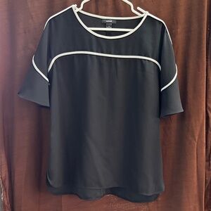 Alfani Black Blouse with White Trim